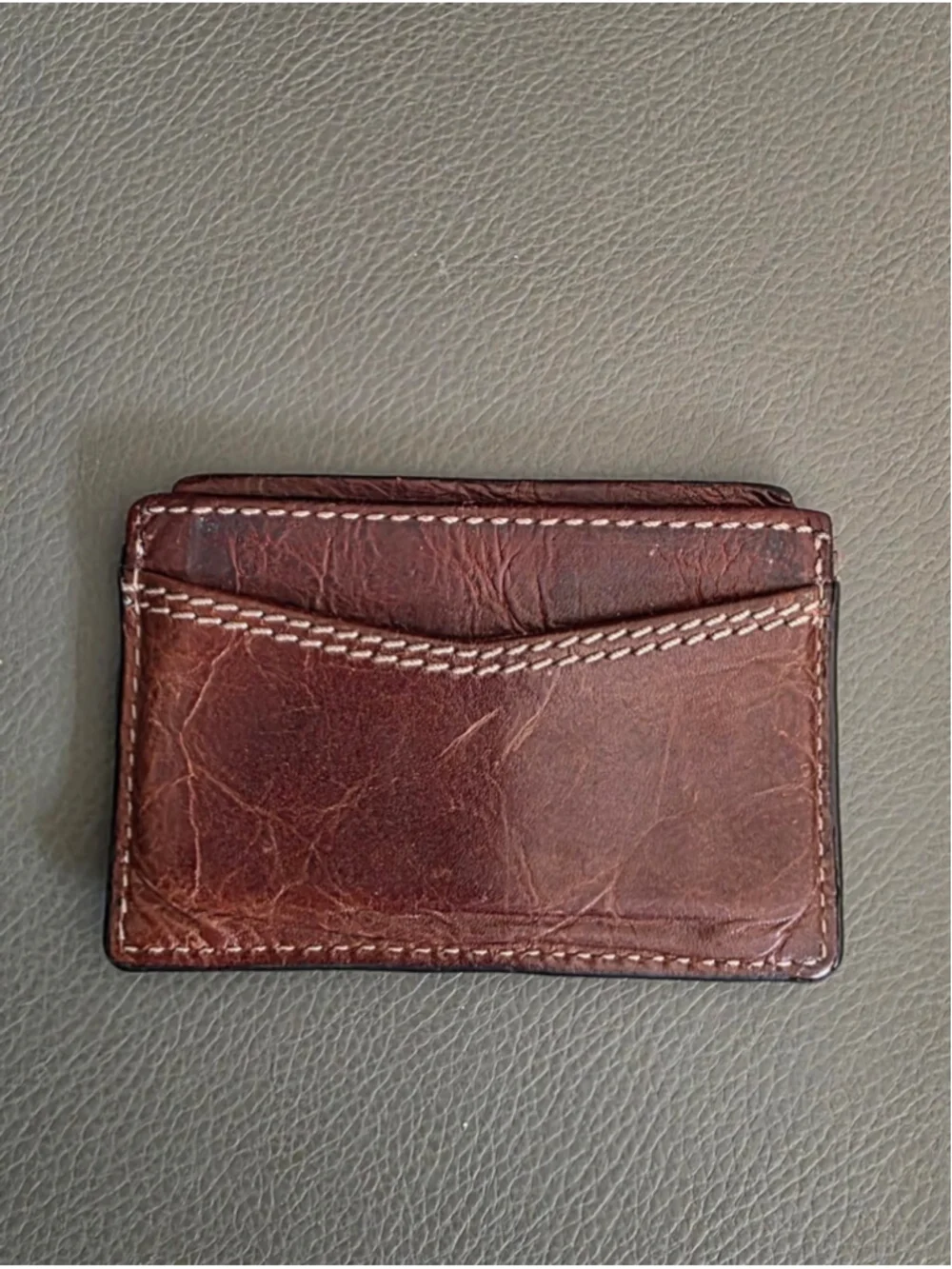 Fossil Brown Leather Money Wallet Card Holder Minimalist Front Pocket Wallet